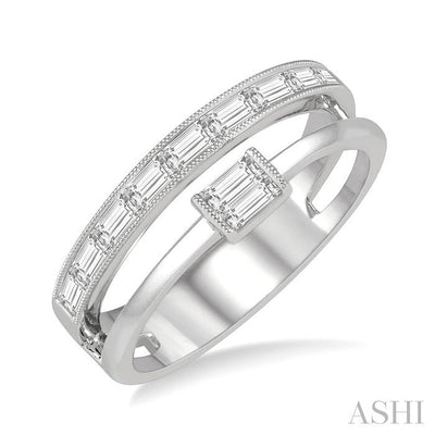 Double Row East-West Baguette Diamond Fashion Ring