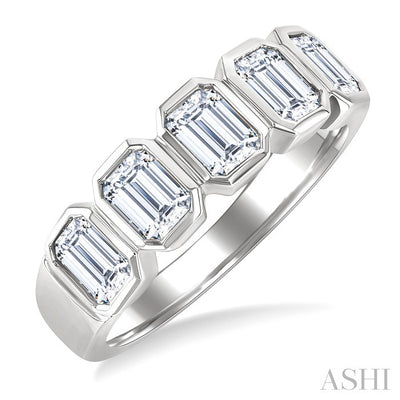 Emerald Shape Bezel Set Diamond Band