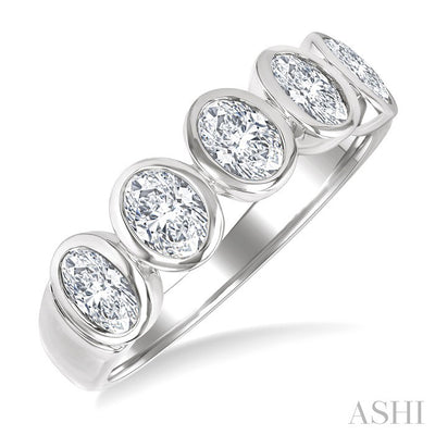 5 Stone Oval Shape Bezel Set Diamond Band