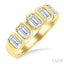 Emerald Shape Bezel Set Diamond Band