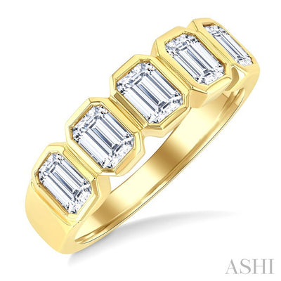 Emerald Shape Bezel Set Diamond Band