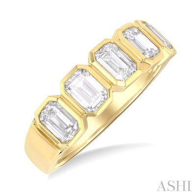 Emerald Shape Bezel Set Diamond Band