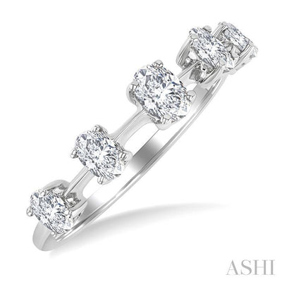 Oval Shape 5 Stone Half Eternity Diamond Fashion Band