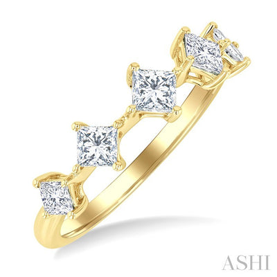 Princess Shape 5 Stone Half Eternity Diamond Fashion Band