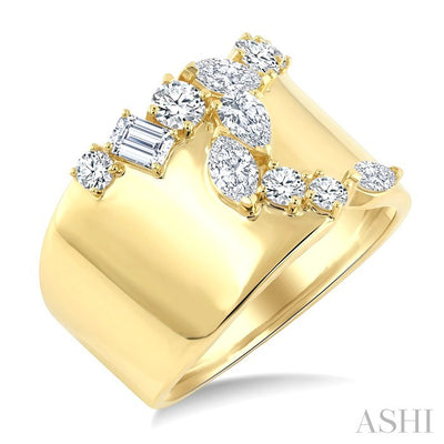 Mixed Shape Diamond Fashion Wide Band