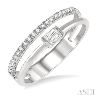 Double Row East-West Baguette Diamond Fashion Ring