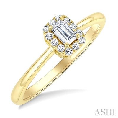 Emerald Shape Halo Diamond Fashion Ring