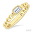 Emerald Shape Bezel Curb Diamond Fashion Ring