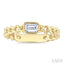 Emerald Shape Bezel Curb Diamond Fashion Ring