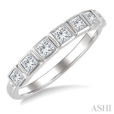Princess Shape Bezel Set Diamond Fashion Band