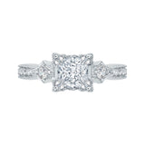 1/4 ct Diamond Carizza Semi Mount Engagement Ring to fit Princess Center in 14K White Gold