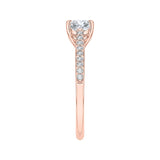 1/5 ct Diamond Carizza Semi Mount Engagement Ring to fit Round Center in 14K Rose Gold
