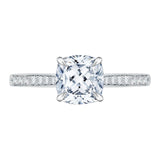 1/10 ct Diamond Carizza Semi Mount Engagement Ring to fit Cushion Center in 14K White Gold