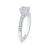 1/10 ct Diamond Carizza Semi Mount Engagement Ring to fit Cushion Center in 14K White Gold