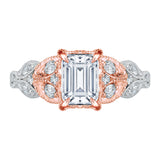 3/8 ct Diamond Carizza Semi Mount Engagement Ring to fit Emerald Center in 14K Two-Tone