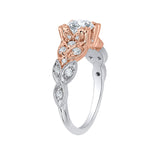 3/8 ct Diamond Carizza Semi Mount Engagement Ring to fit Emerald Center in 14K Two-Tone