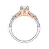 3/8 ct Diamond Carizza Semi Mount Engagement Ring to fit Emerald Center in 14K Two-Tone