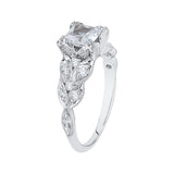 3/8 ct Diamond Carizza Semi Mount Engagement Ring to fit Princess Center in 14K White Gold