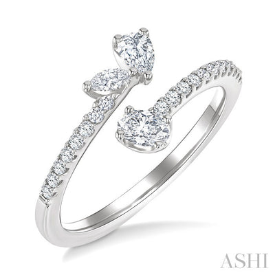 3 Stone Mixed Shape Diamond Fashion Open Ring