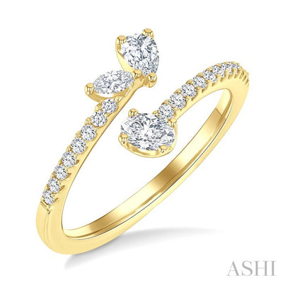 3 Stone Mixed Shape Diamond Fashion Open Ring