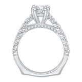 3/4 ct Diamond Carizza Semi Mount Engagement Ring to fit Princess Center in 14K White Gold