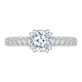 3/4 ct Diamond Carizza Semi Mount Engagement Ring to fit Cushion Center in 14K White Gold