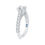 3/4 ct Diamond Carizza Semi Mount Engagement Ring to fit Cushion Center in 14K White Gold