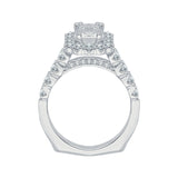 3/4 ct Diamond Carizza Semi Mount Engagement Ring to fit Cushion Center in 14K White Gold