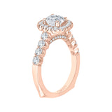 7/8 ct Diamond Carizza Semi Mount Engagement Ring to fit Cushion Center in 14K Rose Gold