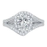 3/8 ct Diamond Carizza Semi Mount Engagement Ring to fit Pear Center in 14K White Gold