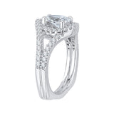 3/8 ct Diamond Carizza Semi Mount Engagement Ring to fit Pear Center in 14K White Gold