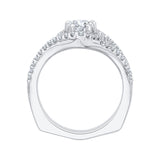 3/8 ct Diamond Carizza Semi Mount Engagement Ring to fit Pear Center in 14K White Gold