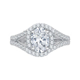 3/8 ct Diamond Carizza Semi Mount Engagement Ring to fit Oval Center in 14K White Gold