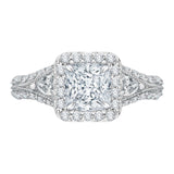 1 1/5 ct Diamond Carizza Semi Mount Engagement Ring to fit Princess Center in 14K White Gold