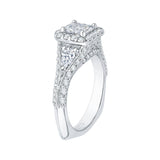 1 1/5 ct Diamond Carizza Semi Mount Engagement Ring to fit Princess Center in 14K White Gold