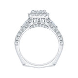 1 1/5 ct Diamond Carizza Semi Mount Engagement Ring to fit Princess Center in 14K White Gold