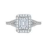 2/3 ct Diamond Carizza Semi Mount Engagement Ring to fit Emerald Center in 14K White Gold