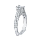 7/8 ct Diamond Carizza Semi Mount Engagement Ring to fit Round Center in 14K White Gold