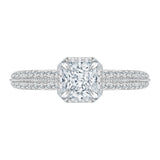 2/3 ct Diamond Carizza Semi Mount Engagement Ring to fit Princess Center in 14K White Gold