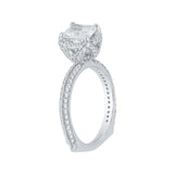 2/3 ct Diamond Carizza Semi Mount Engagement Ring to fit Princess Center in 14K White Gold