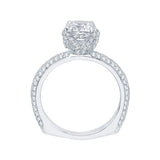 2/3 ct Diamond Carizza Semi Mount Engagement Ring to fit Princess Center in 14K White Gold