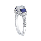 3/8 ct Diamond and 7/8 ct Sapphire Carizza Semi Mount Engagement Ring to fit Emerald Center in 14K White Gold