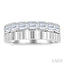 Bold Emerald Shape Bezel Set Diamond Fashion Wide Band