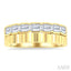 Bold Emerald Shape Bezel Set Diamond Fashion Wide Band