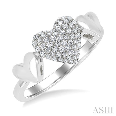 Pave-Set Heart Shape Diamond Fashion Ring