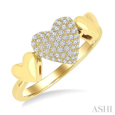 Pave-Set Heart Shape Diamond Fashion Ring