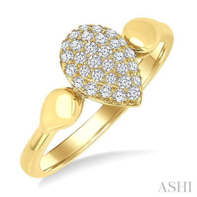 Pave-Set Pear Shape Diamond Fashion Ring