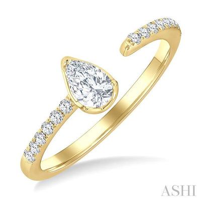 Pear Shape Diamond Fashion Open Ring