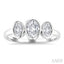 Oval Shape 3 Stone Diamond Fashion Ring