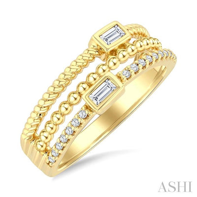 Emerald Shape Three Row Diamond Band